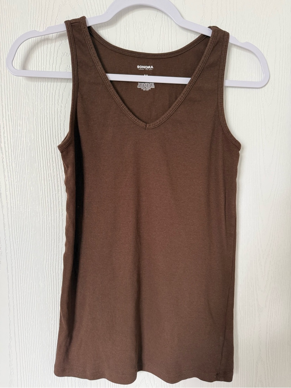 Sonoma Brown V-Neck Ribbed Tank Top